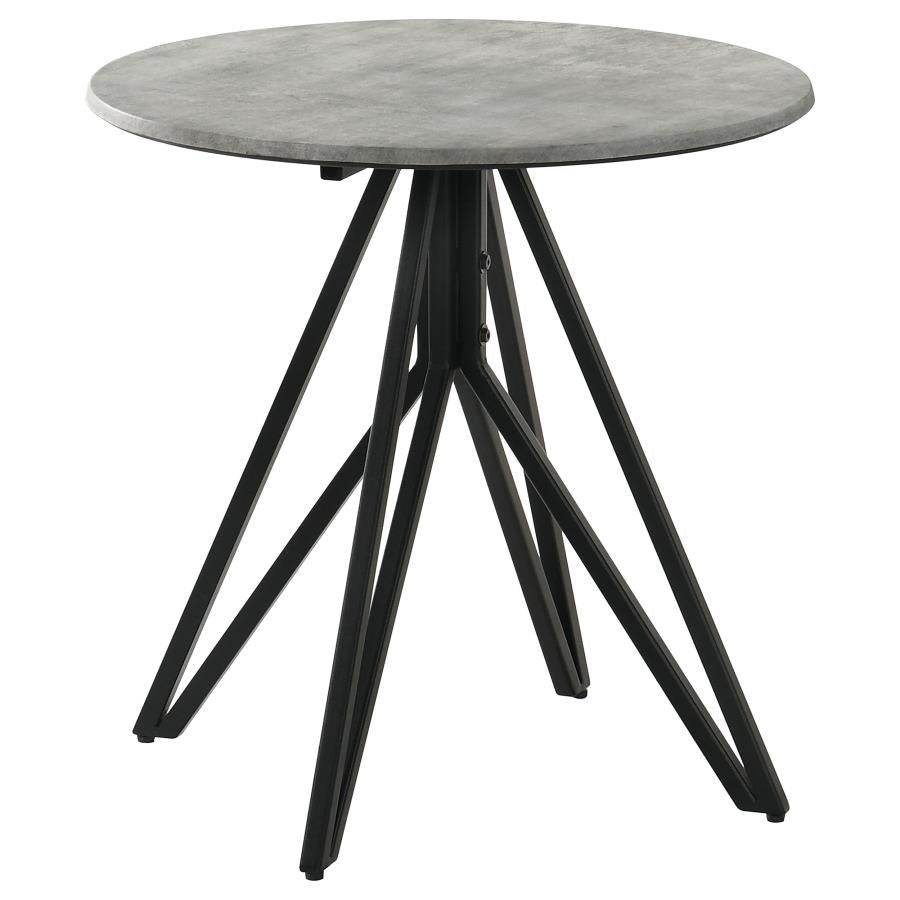 Hadi Round End Table With Hairpin Legs Cement And Gunmetal