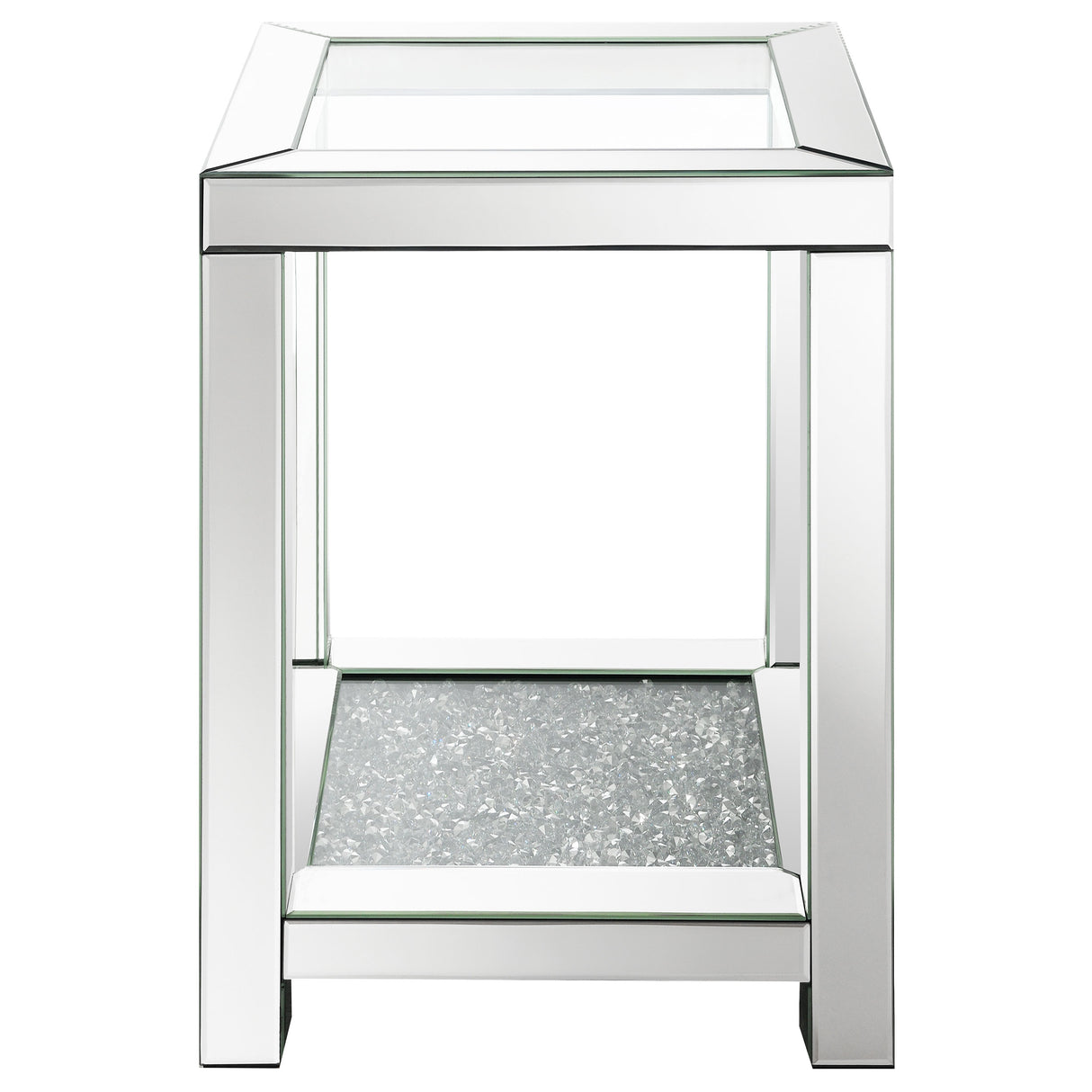 Valentina Square End Table With Glass Top Mirror