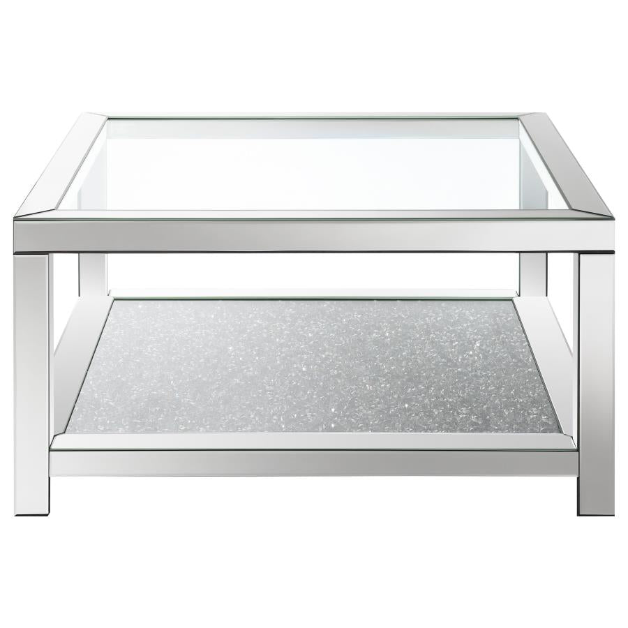 Valentina Rectangular Coffee Table With Glass Top Mirror