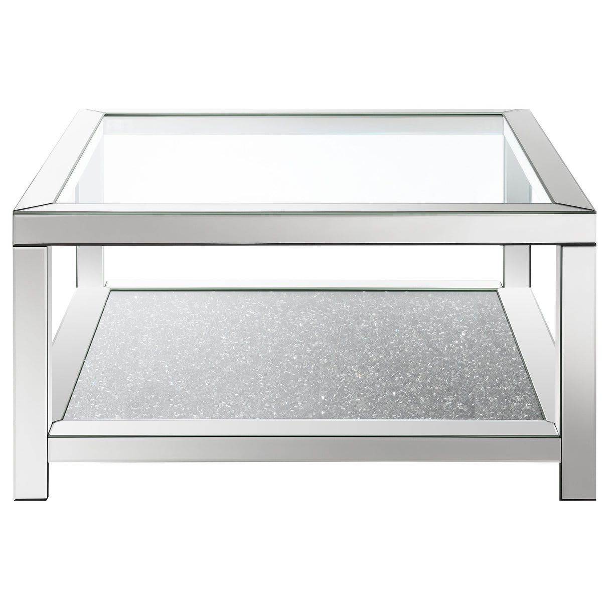 Valentina Rectangular Coffee Table With Glass Top Mirror