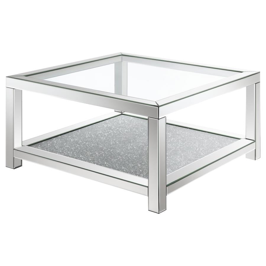 Valentina Rectangular Coffee Table With Glass Top Mirror