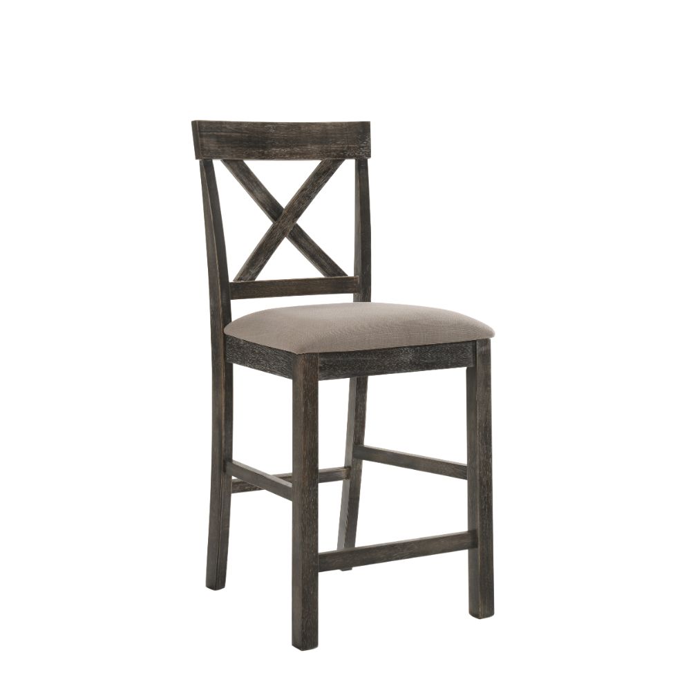 Martha Tan Linen & Weathered Gray Finish Ii Counter Height Chair (Set-2)