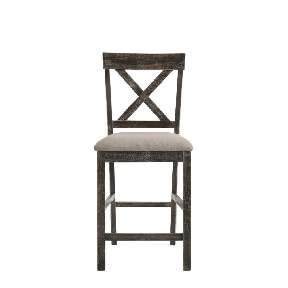 Martha Tan Linen & Weathered Gray Finish Ii Counter Height Chair (Set-2)