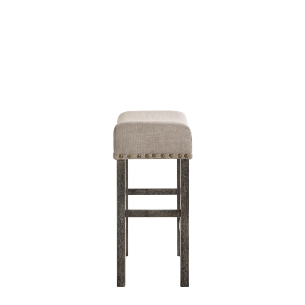 Martha Tan Linen & Weathered Gray Finish Ii Counter Height Stool (Set-2)