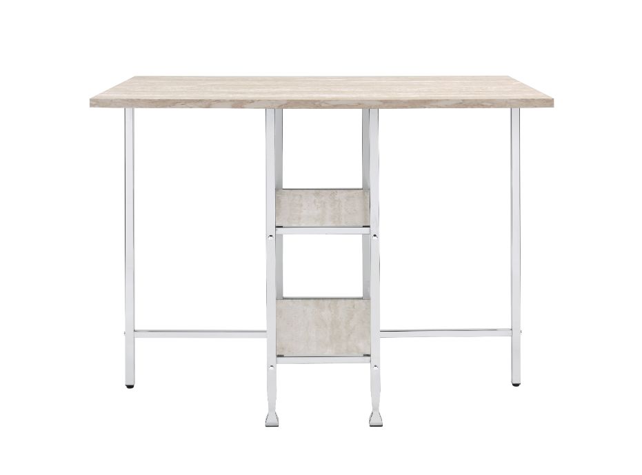 Raine Antique White & Chrome Finish Counter Height Table