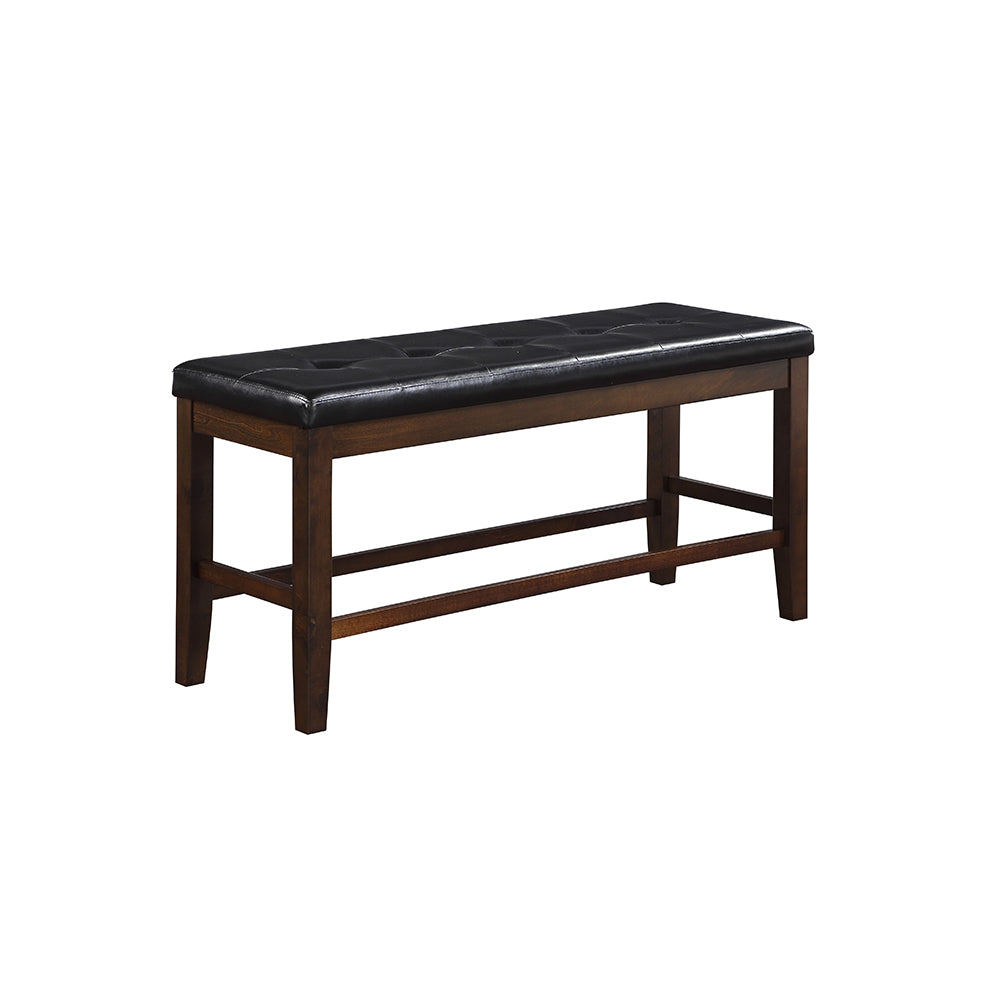 Urbana Black Synthetic Leather & Espresso Finish Counter Height Bench