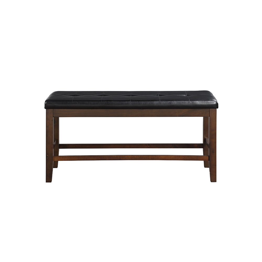 Urbana Black Synthetic Leather & Espresso Finish Counter Height Bench