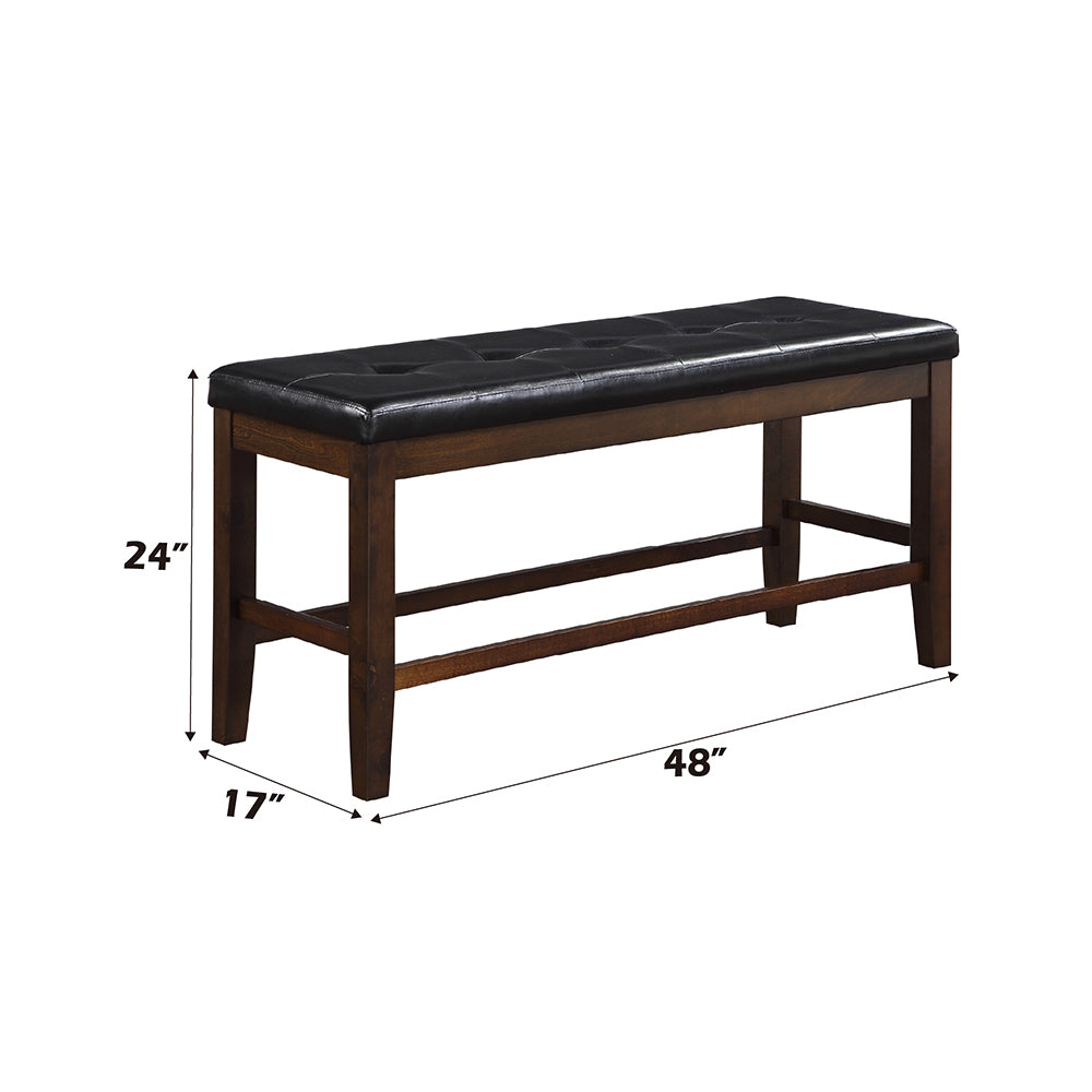 Urbana Black Synthetic Leather & Espresso Finish Counter Height Bench