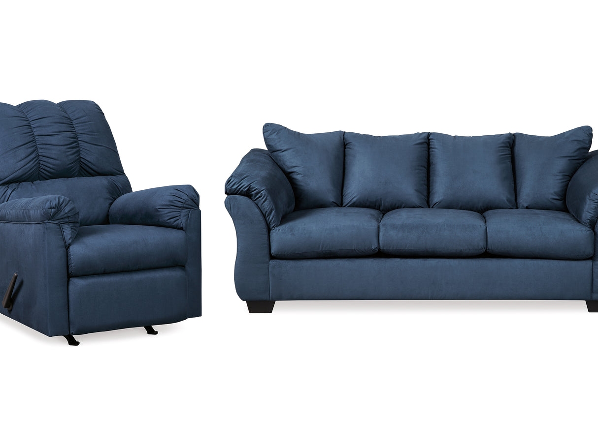 Darcy Blue Sofa And Recliner