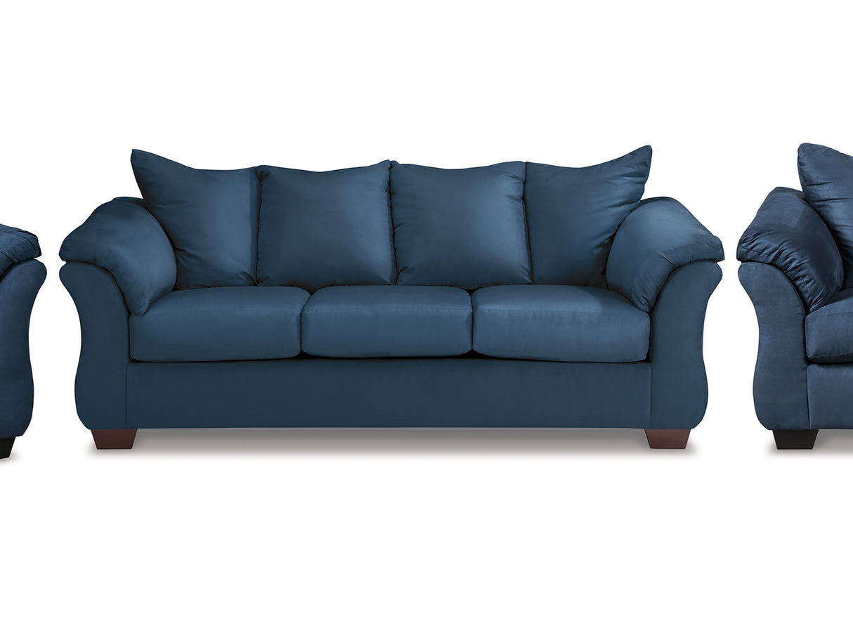 Darcy Blue Sofa, Loveseat, And Chair