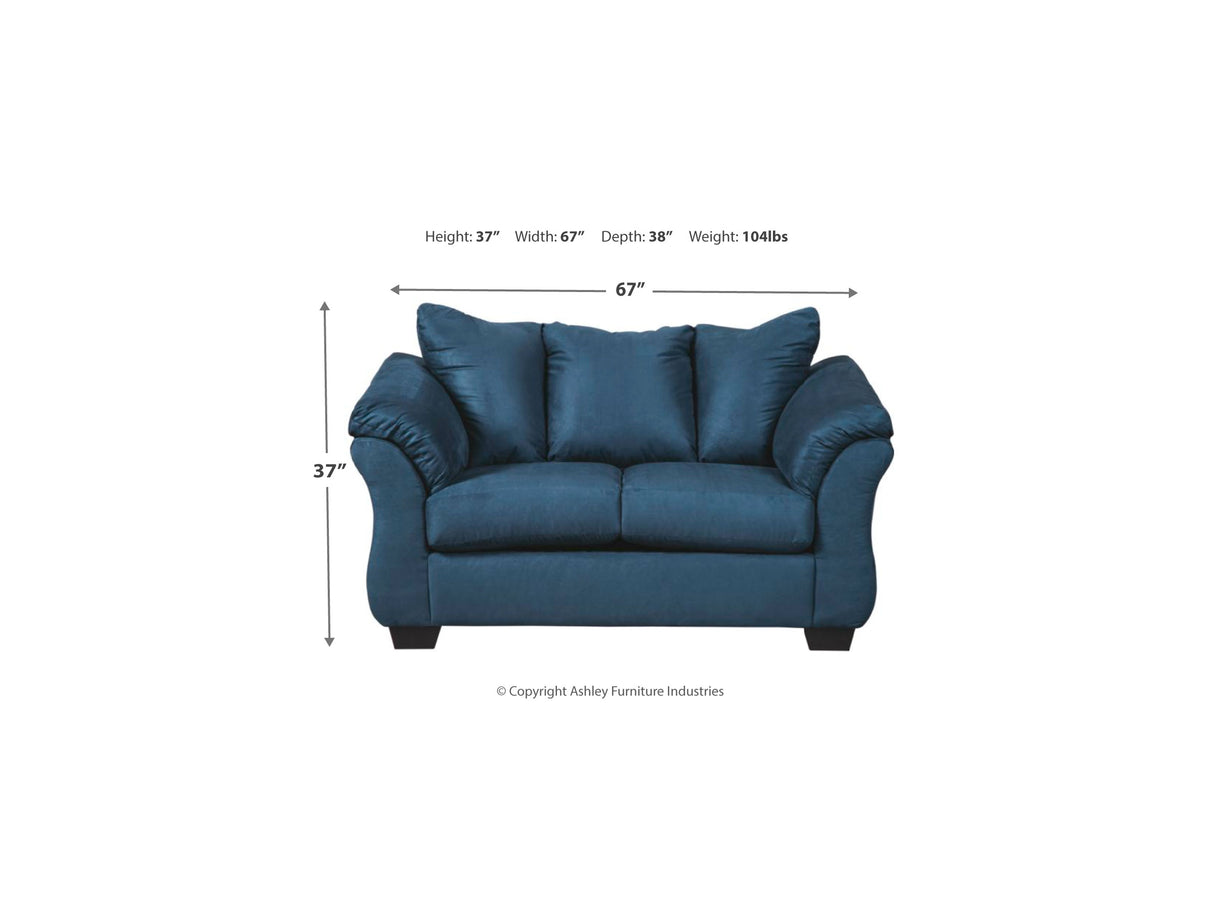 Darcy Blue Sofa, Loveseat And Recliner