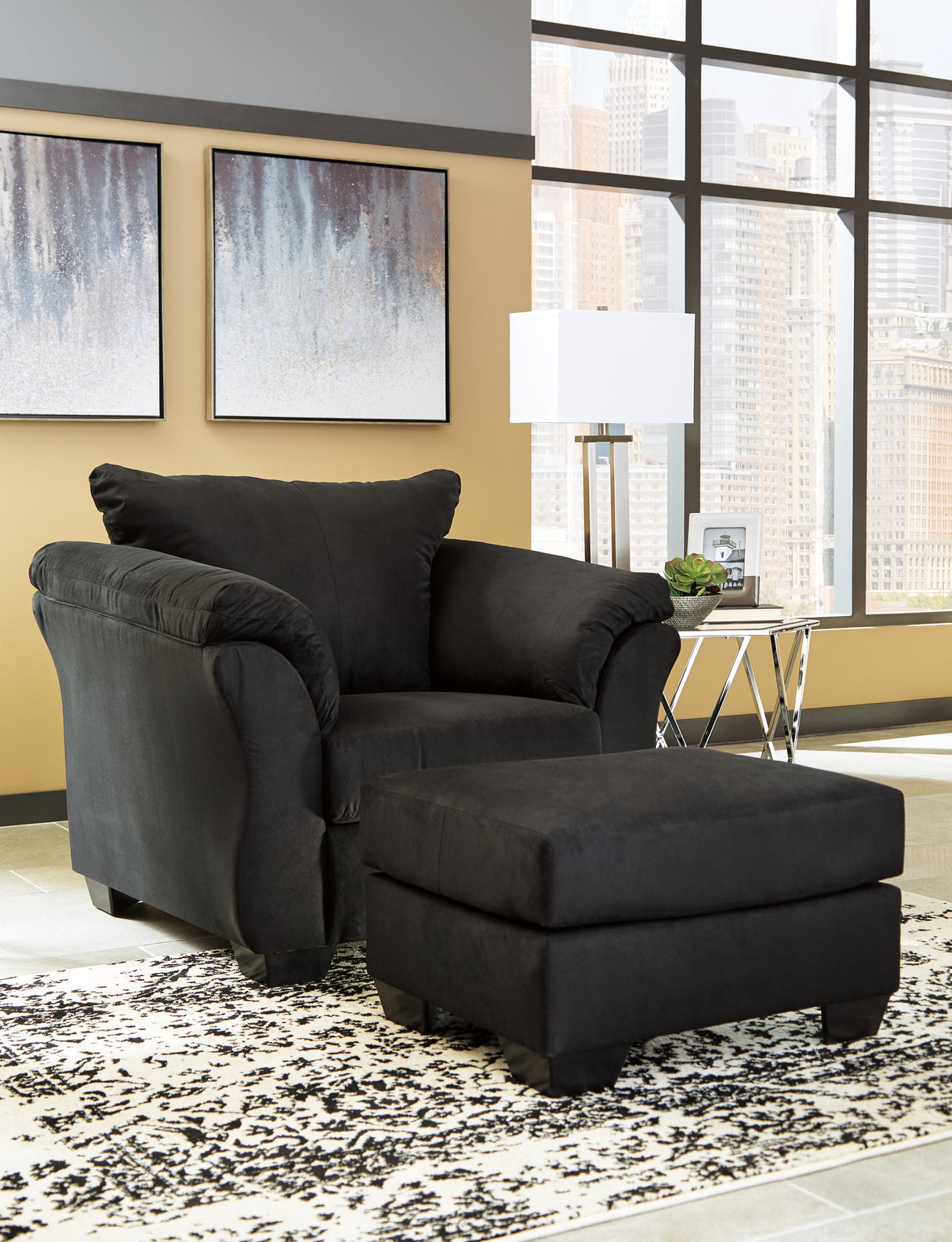 Darcy Black Ottoman