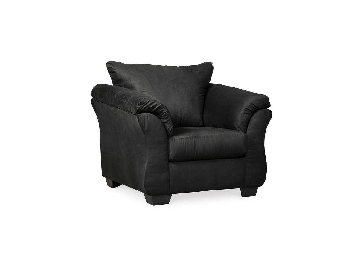 Darcy Black Sofa, Loveseat, Chair And Ottoman