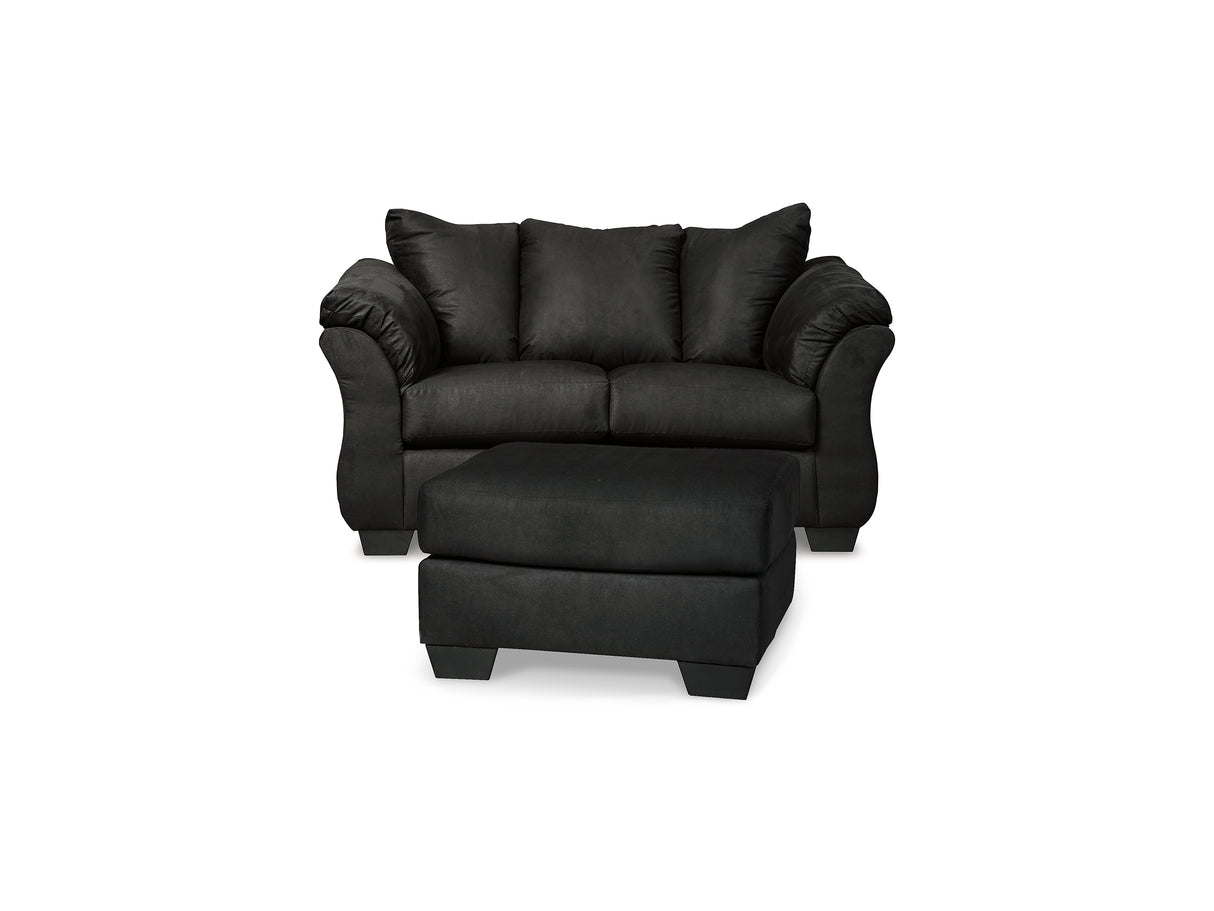 Darcy Black Loveseat And Ottoman