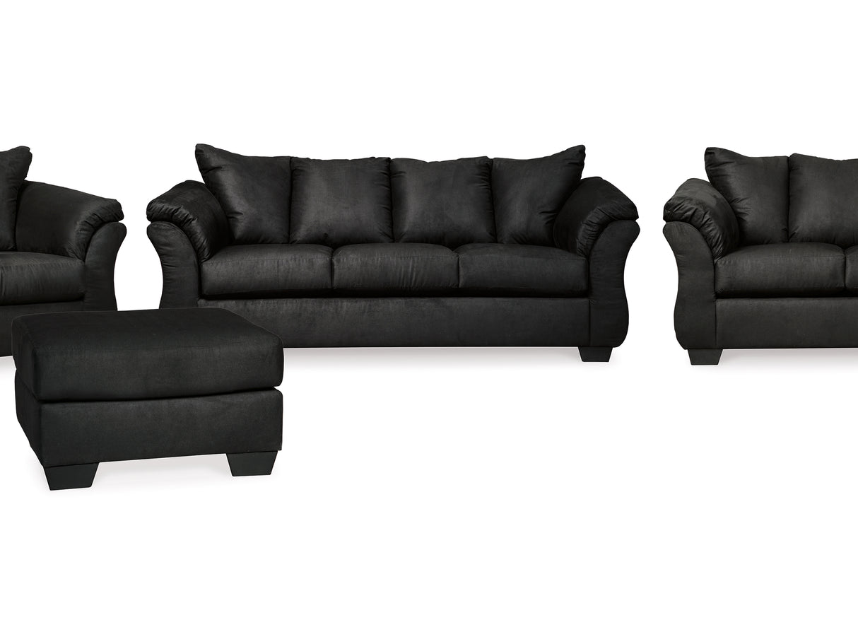 Darcy Black Sofa, Loveseat, Chair And Ottoman