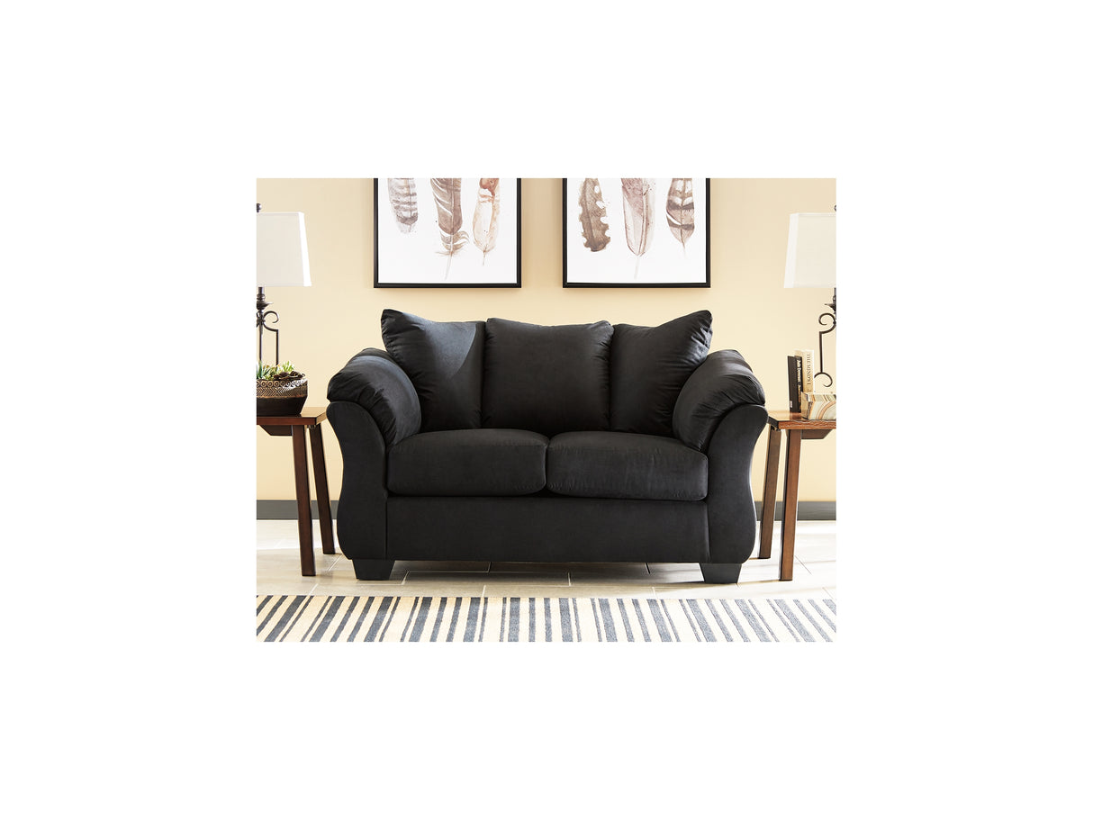 Darcy Black Loveseat And Ottoman