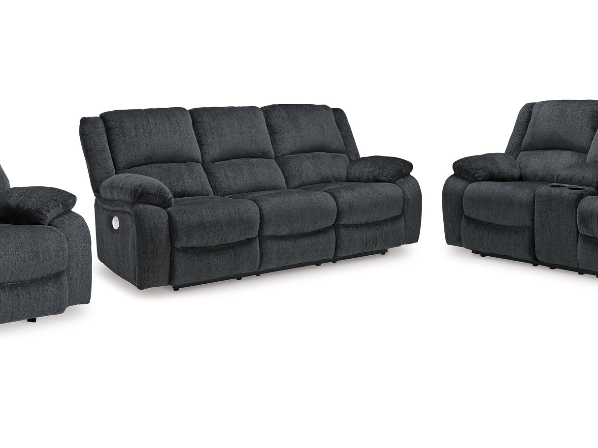 Draycoll Slate Power Reclining Sofa, Loveseat And Recliner