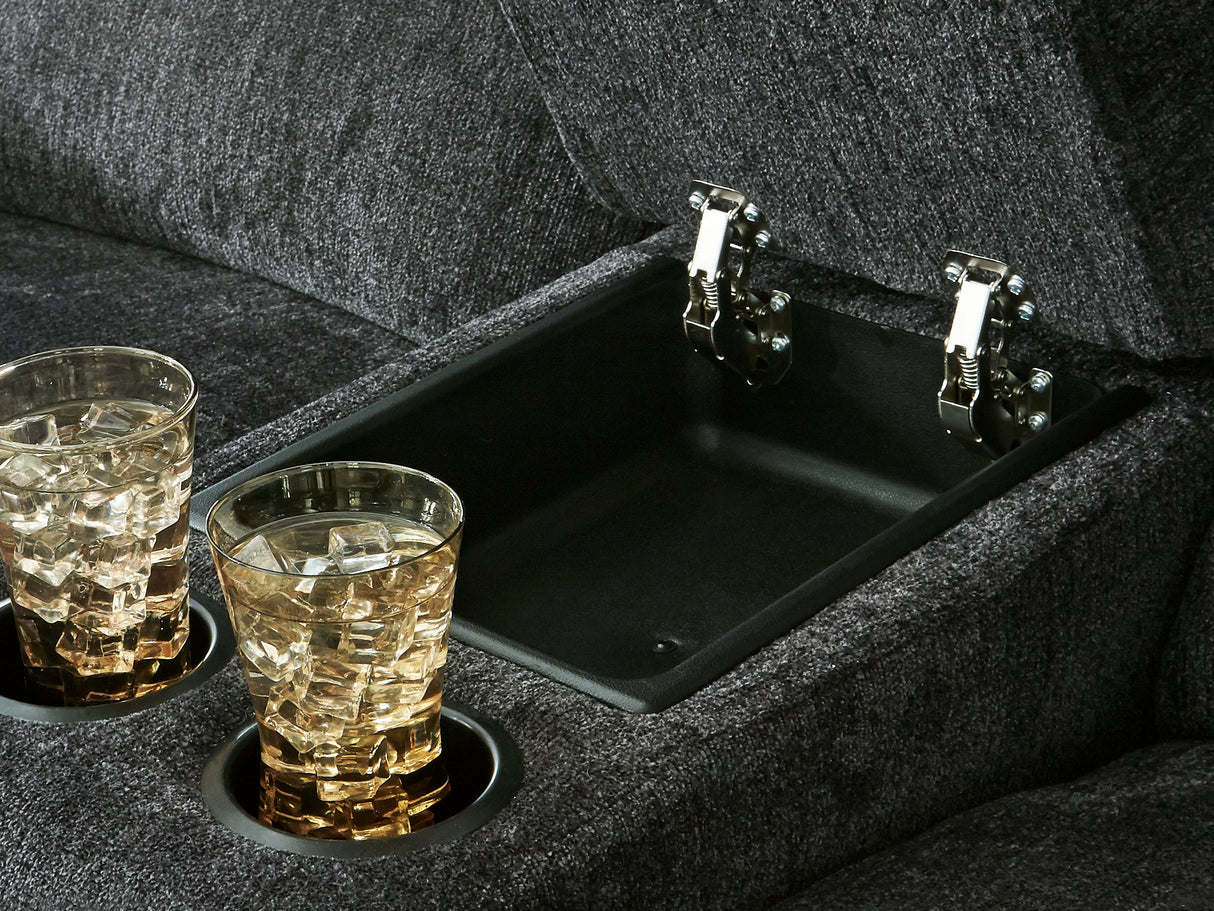 Draycoll Slate Power Reclining Sofa, Loveseat And Recliner