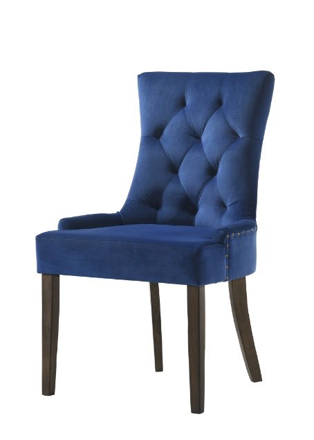 Farren Blue Velvet & Weathered Oak Finish Side Chair (Set-2)