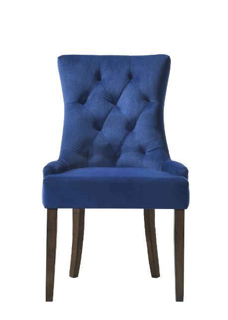 Farren Blue Velvet & Weathered Oak Finish Side Chair (Set-2)