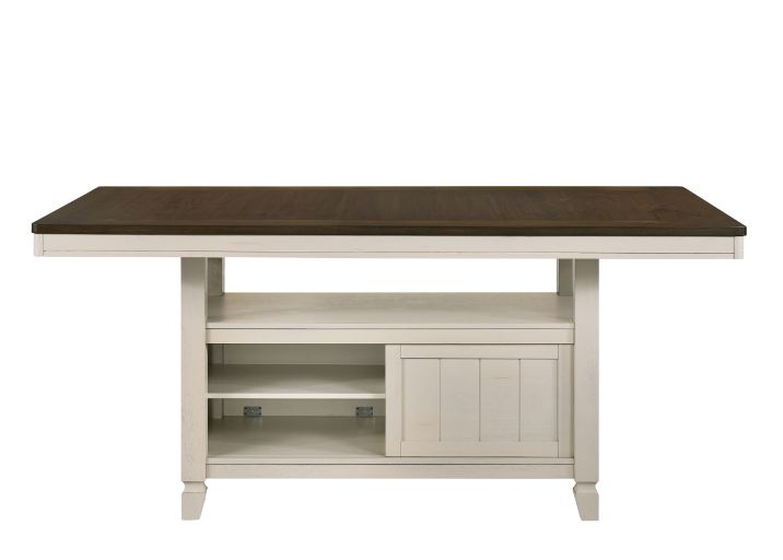 Tasnim Oak & Antique White Finish Counter Height Table