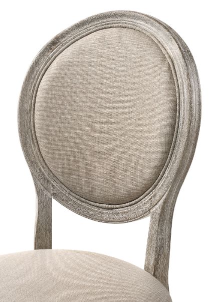 Faustine Tan Fabric & Salvaged Light Oak Finish Side Chair (Set-2)