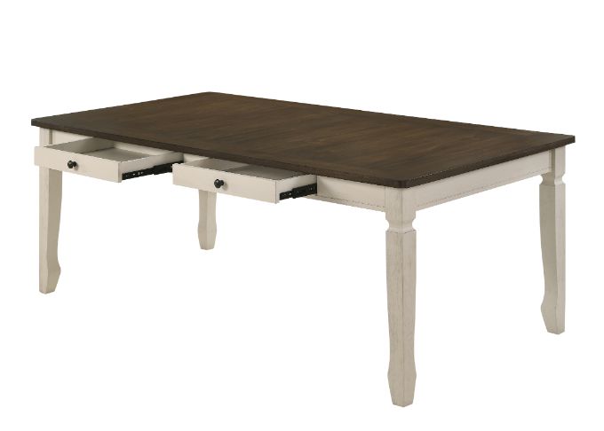 Fedele Weathered Oak & Cream Finish Dining Table