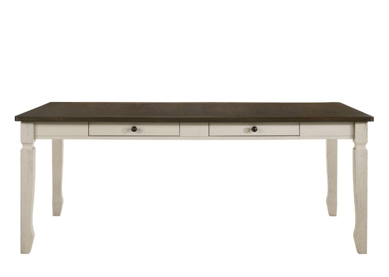 Fedele Weathered Oak & Cream Finish Dining Table
