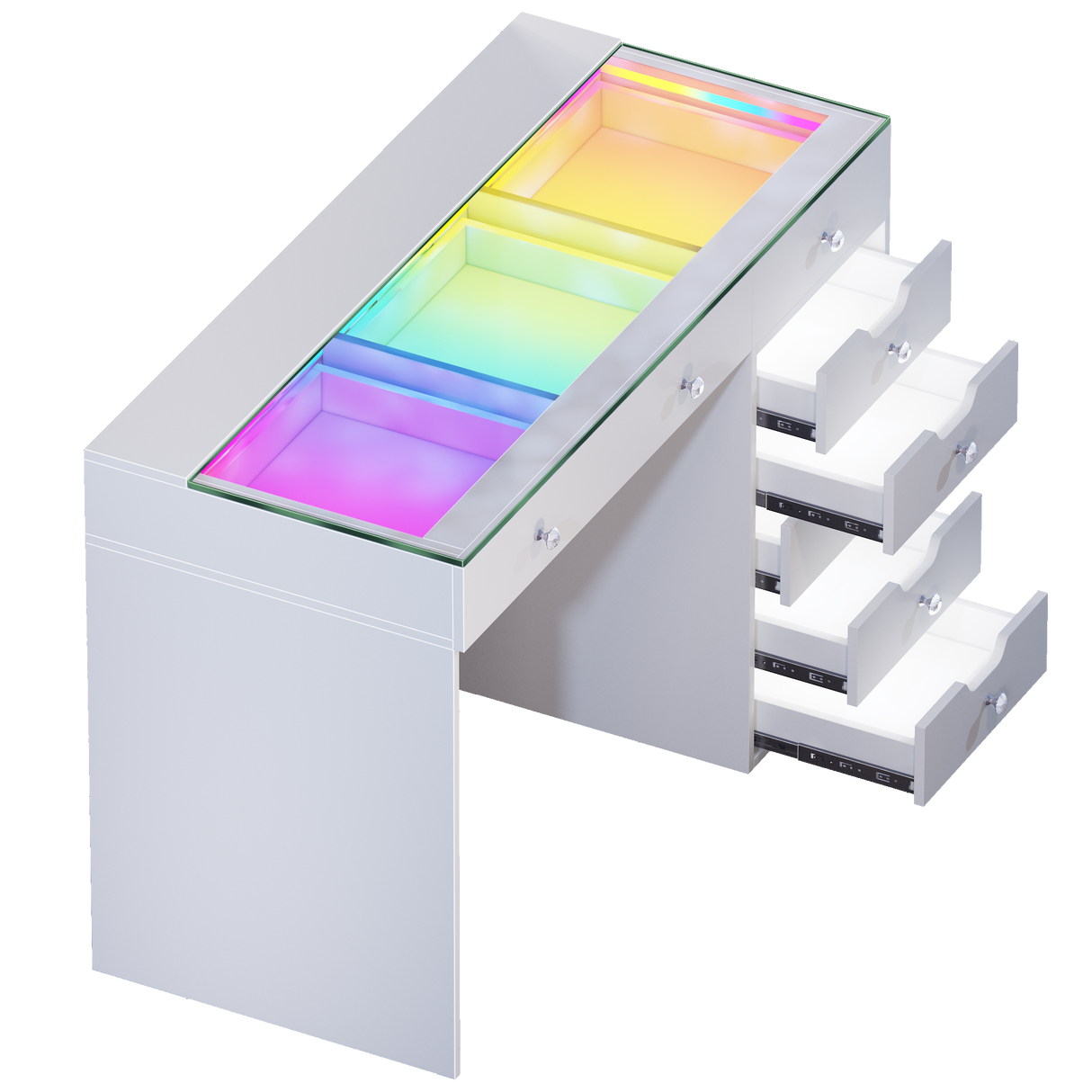 Diana RGB Vanity Desk with Light - 8 Storage Drawers