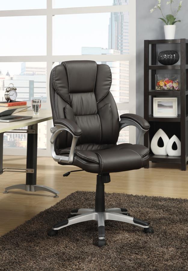 Kaffir Adjustable Height Office Chair Dark Brown And Silver