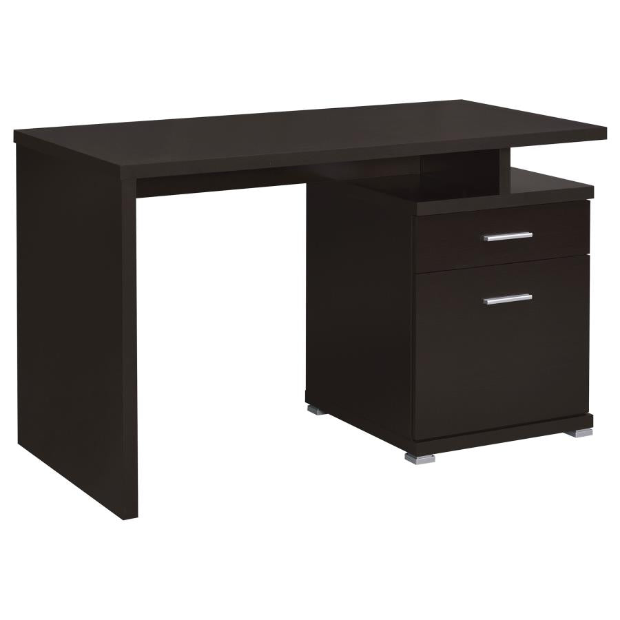 Irving 2-Drawer Office Desk With Cabinet Cappuccino