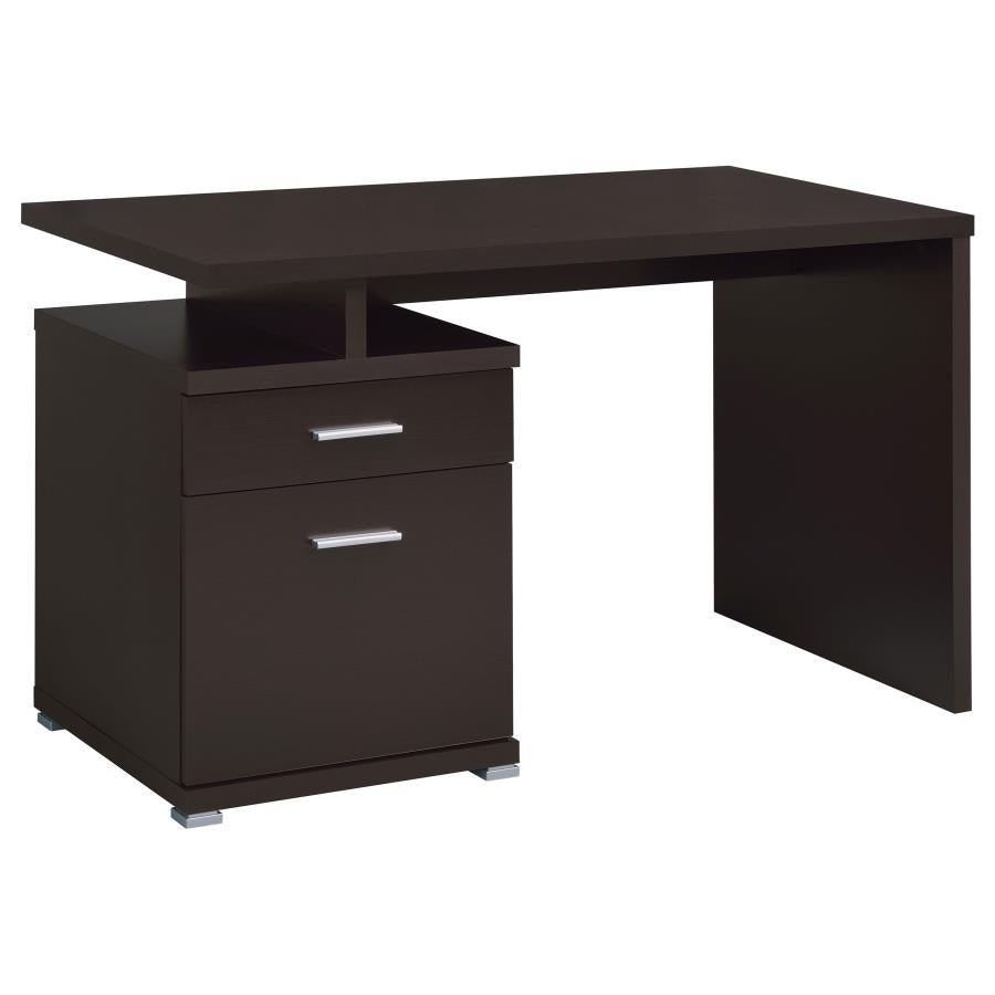 Irving 2-Drawer Office Desk With Cabinet Cappuccino