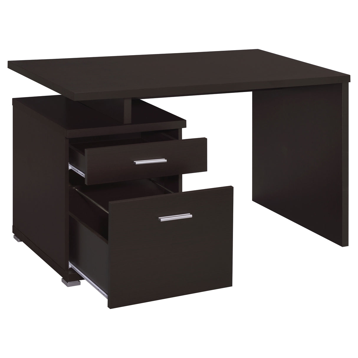 Irving 2-Drawer Office Desk With Cabinet Cappuccino
