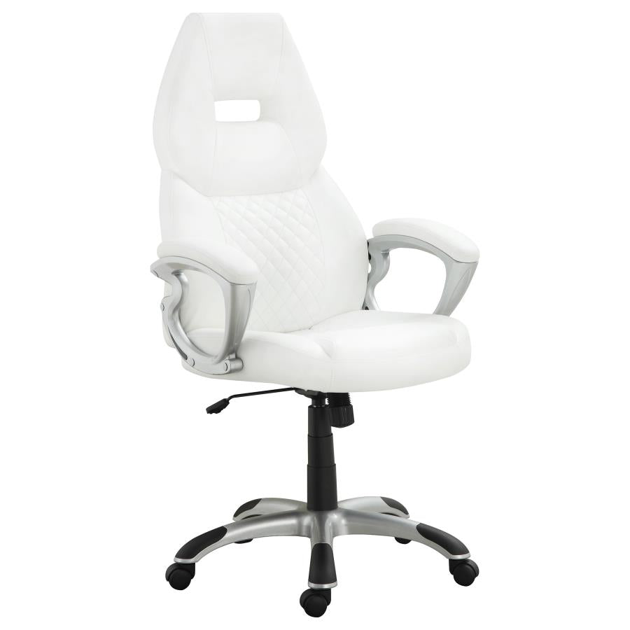 Bruce Adjustable Height Office Chair White And Silver