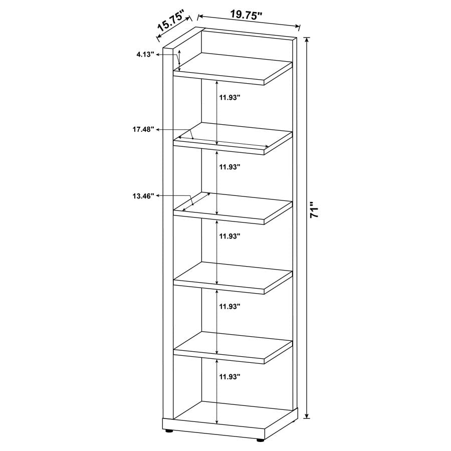 Pinckard 6-Tier Corner Bookcase Cappuccino