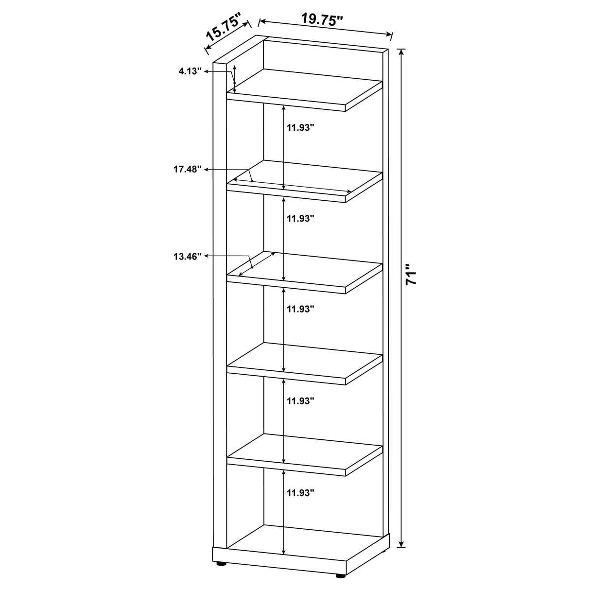 Pinckard 6-Tier Corner Bookcase Cappuccino