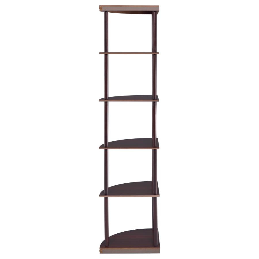Bonwick 5-Shelf Corner Bookshelf Cappuccino