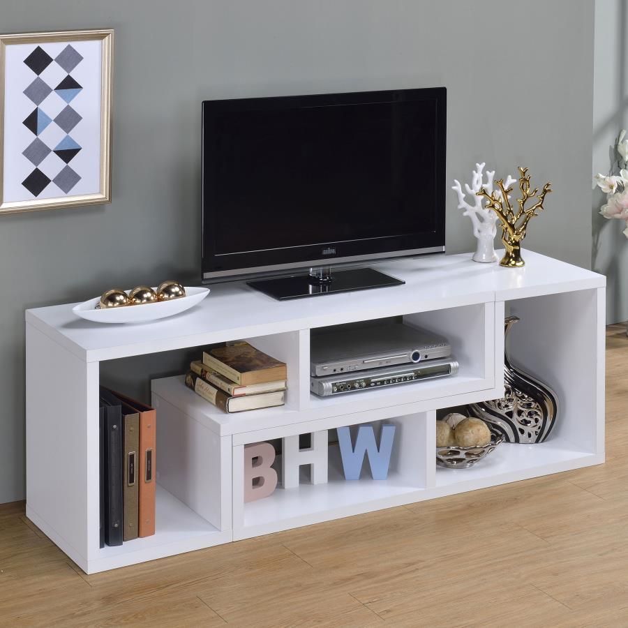Velma Convertible Tv Console And Bookcase White
