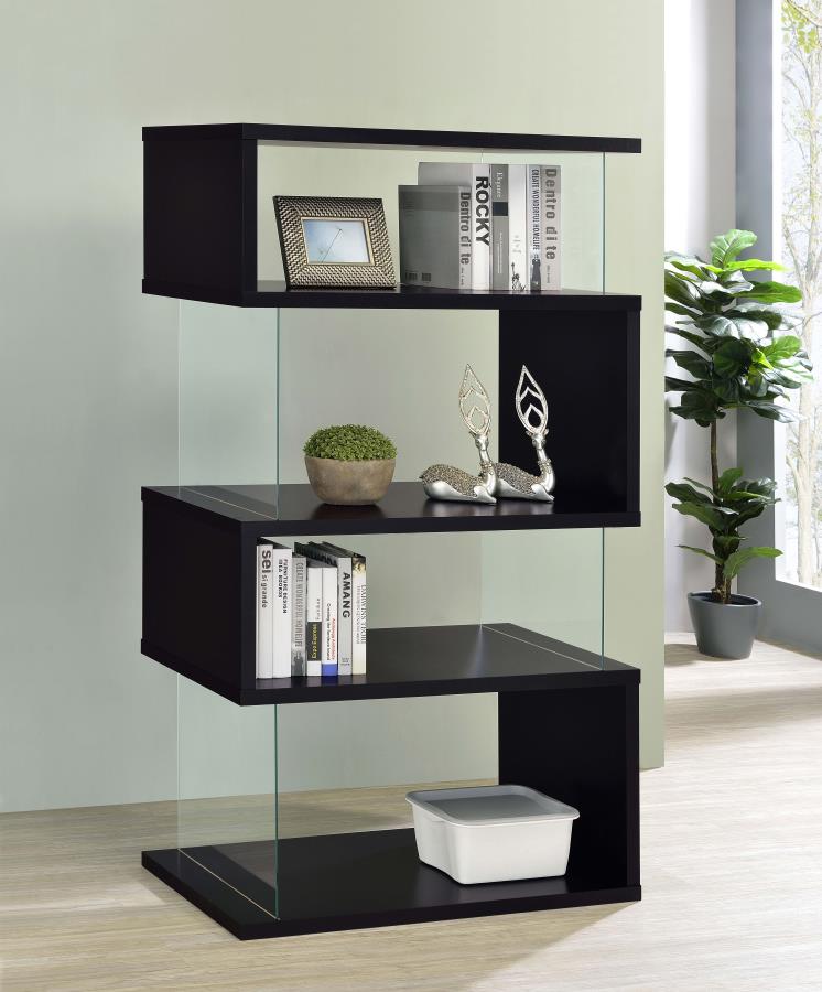 Emelle 4-Tier Bookcase Black And Clear