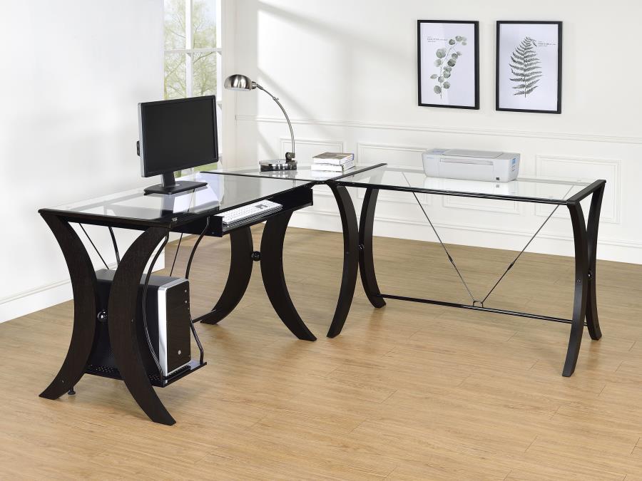 Monterey 3-Piece L-Shaped Computer Desk Set Cappuccino