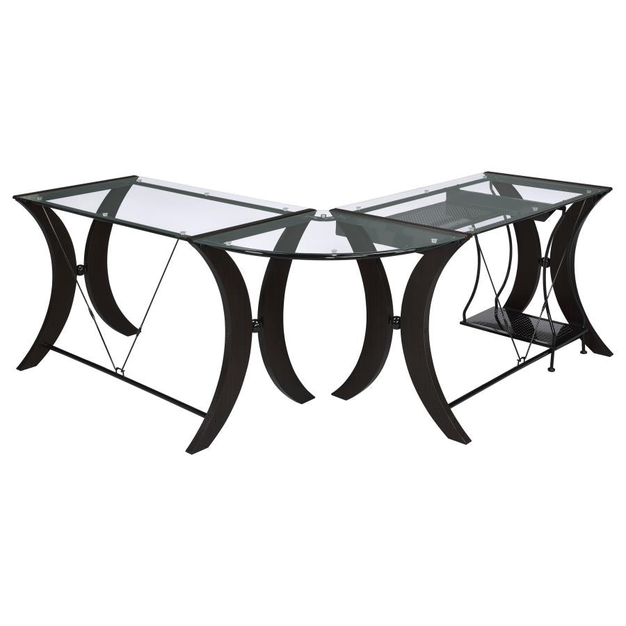 Monterey 3-Piece L-Shaped Computer Desk Set Cappuccino