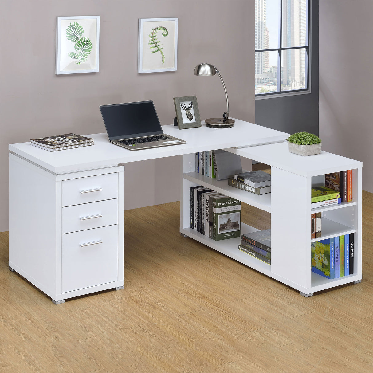 Yvette L-Shape Office Desk White