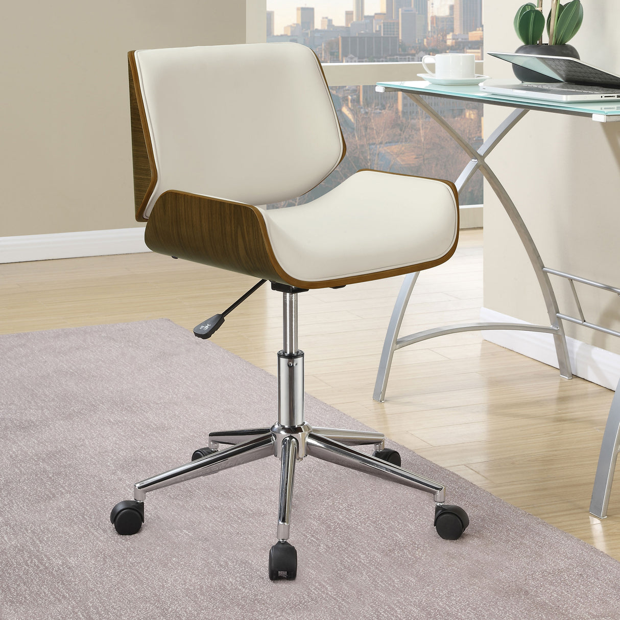 Addington Adjustable Height Office Chair Ecru And Chrome