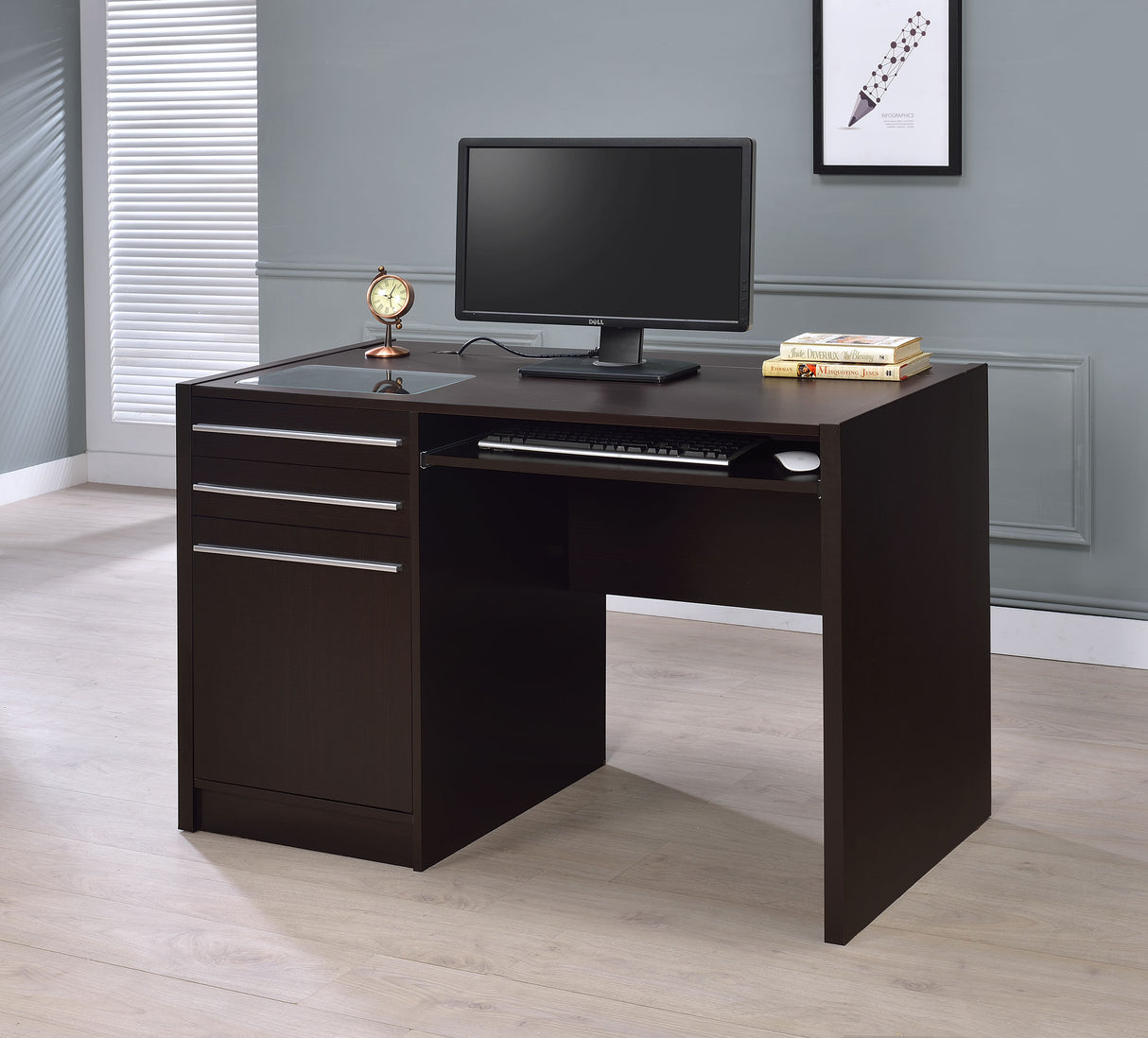 Halston Rectangular Connect-It Office Desk Cappuccino