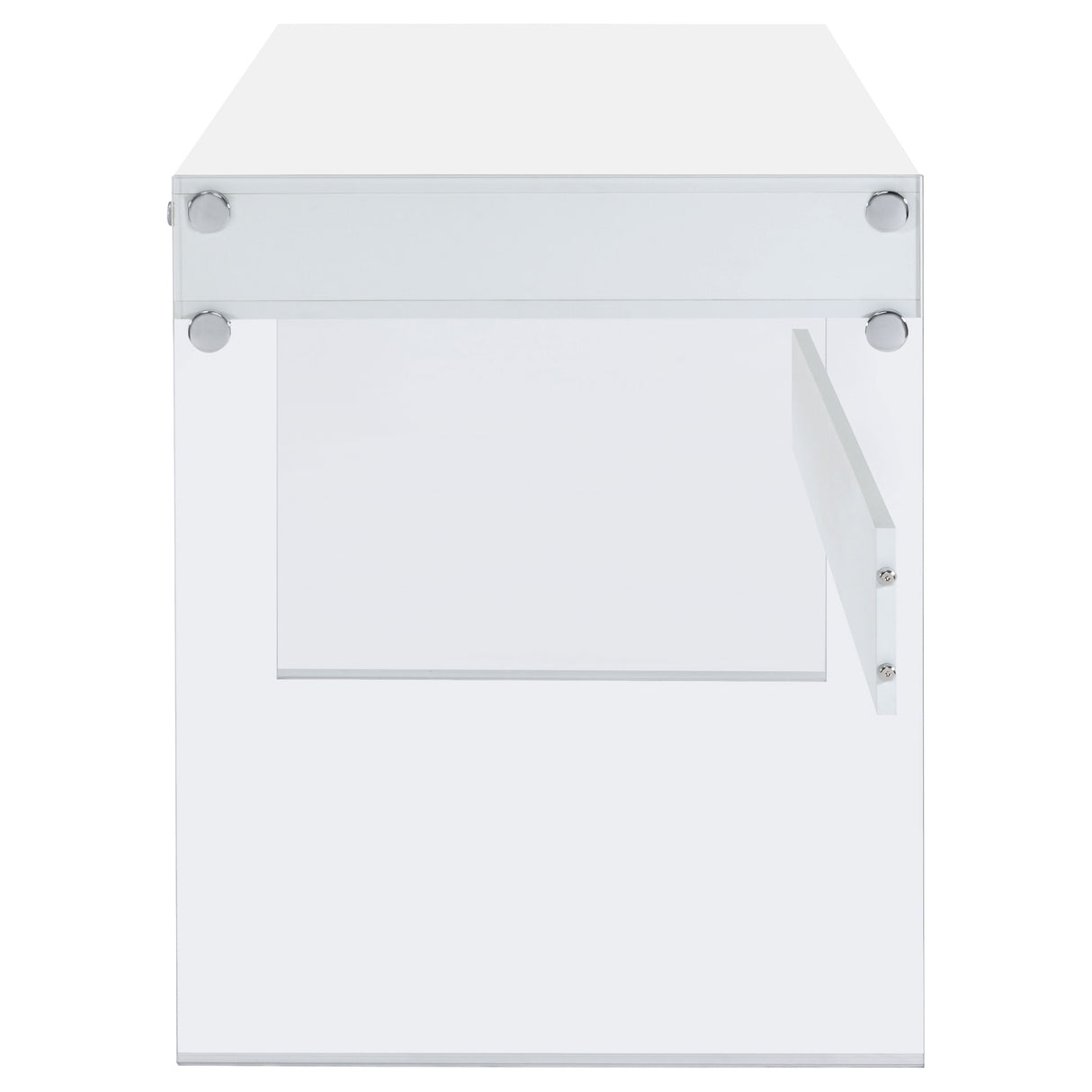 Dobrev 2-Drawer Writing Desk Glossy White And Clear