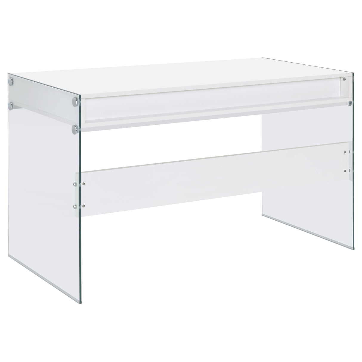 Dobrev 2-Drawer Writing Desk Glossy White And Clear