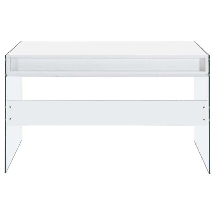 Dobrev 2-Drawer Writing Desk Glossy White And Clear