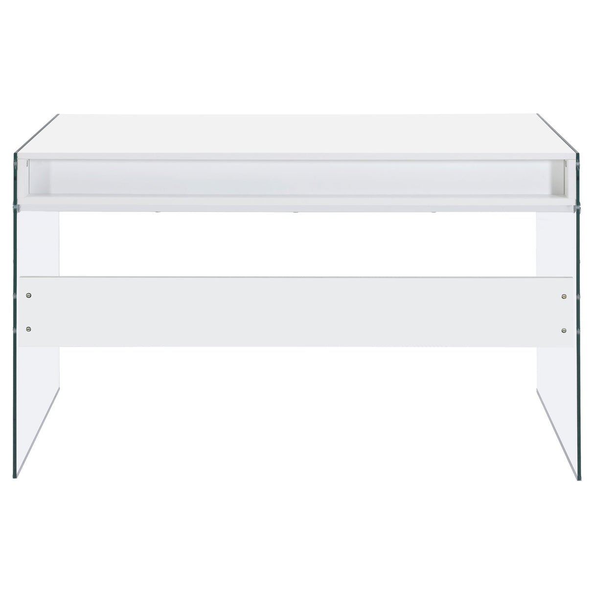 Dobrev 2-Drawer Writing Desk Glossy White And Clear