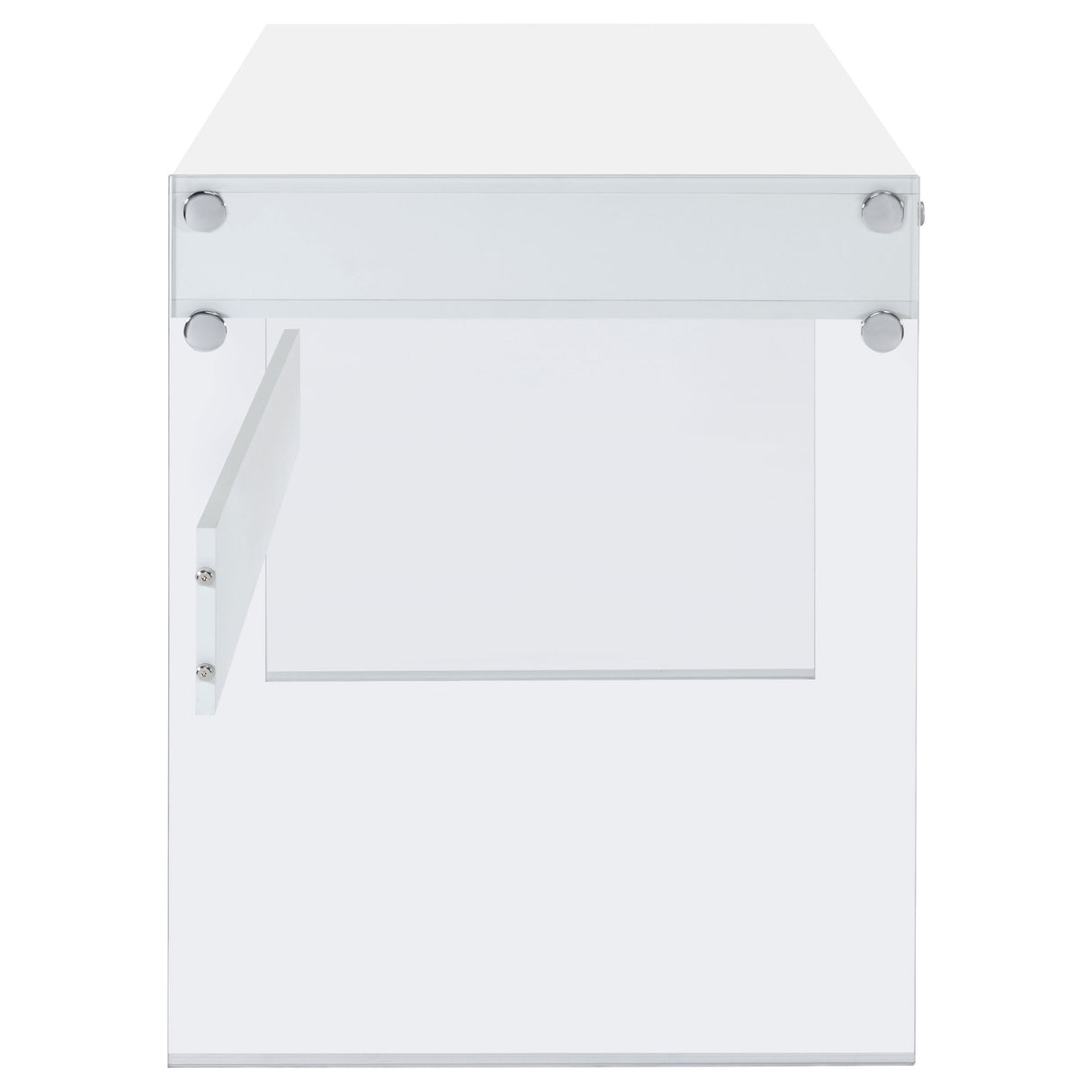 Dobrev 2-Drawer Writing Desk Glossy White And Clear