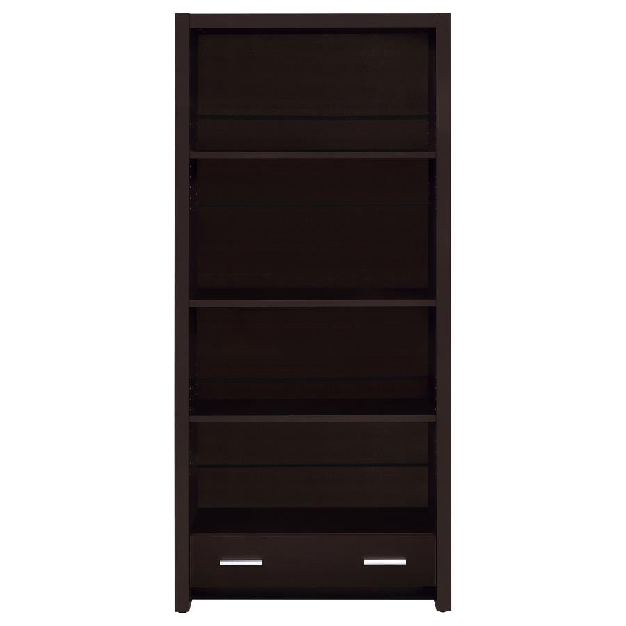 Skylar 5-Shelf Bookcase With Storage Drawer Cappuccino